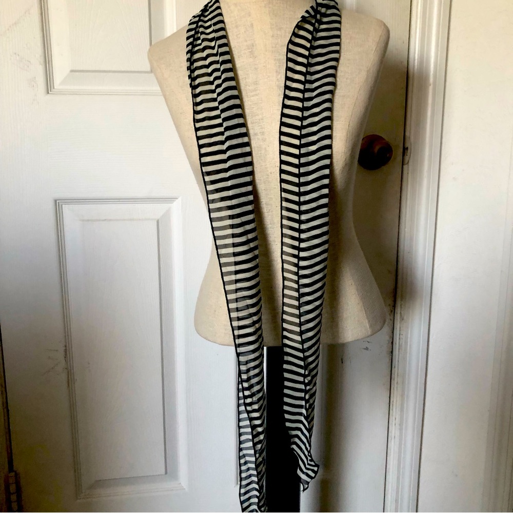 Striped Black and Cream Sash Scarf